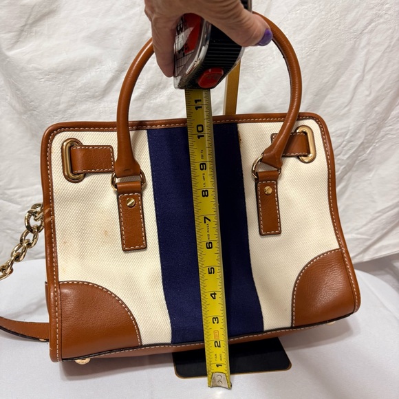 Michael Kors Hamilton tote bag tricolor canvas/leather and a gold-padlock. - Picture 16 of 16